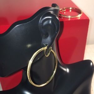 Gold and CZ Hoop Earrings